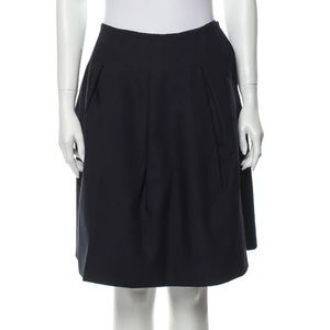Arthur Arbesser New Gabardine pleated wrap Skirt navy blue solid‎ Made in Italy